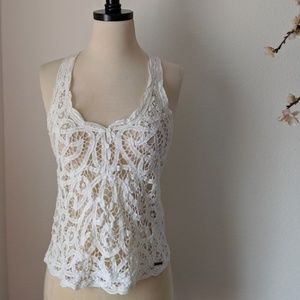Abercrombie & Fitch Tops - A&F Festival Crochet Lace Summer White Tank Top XS Abercrombie & Fitch Tops - A&F Festival Crochet Lace Summer White Tank Top XS